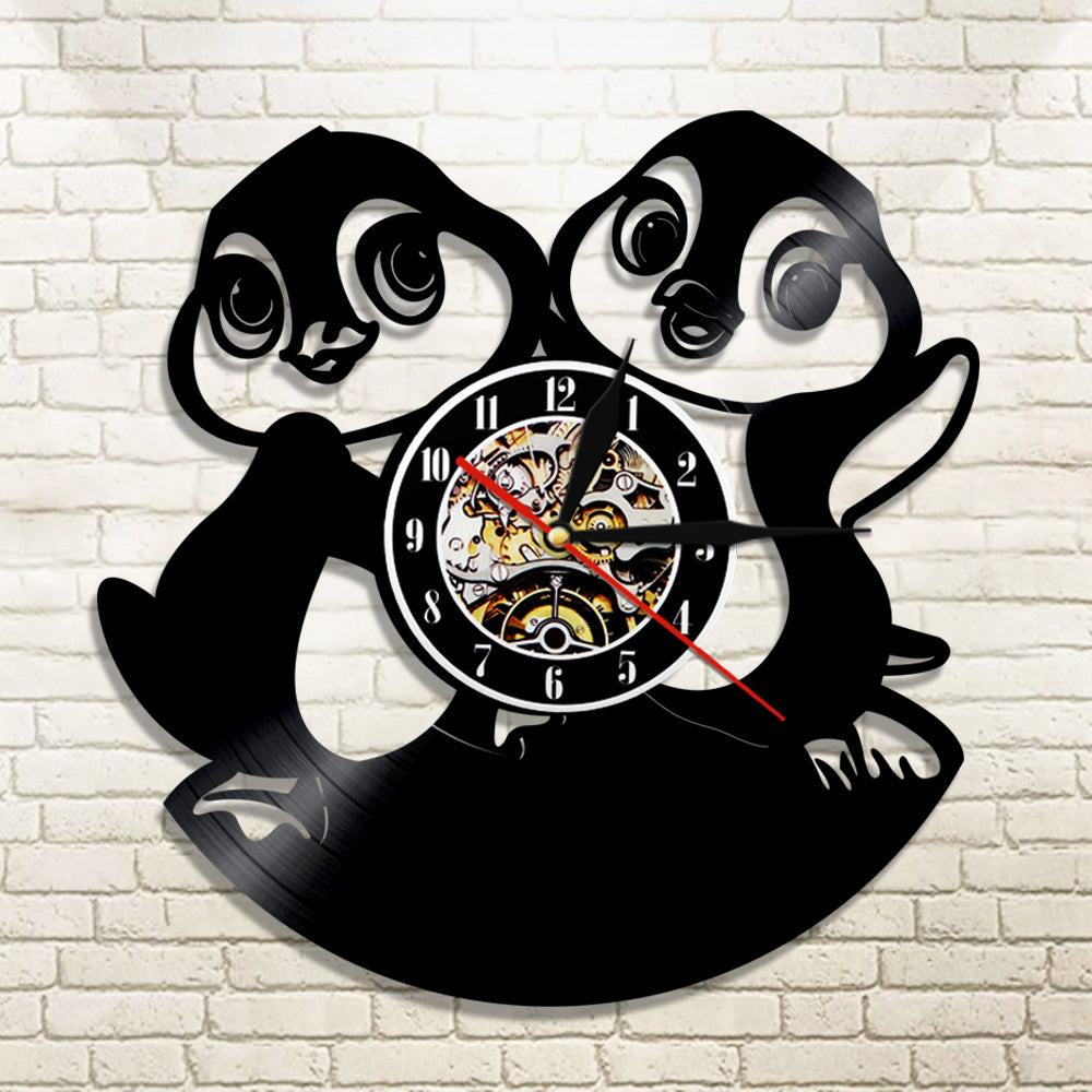 Funny Penguins Wall Clock