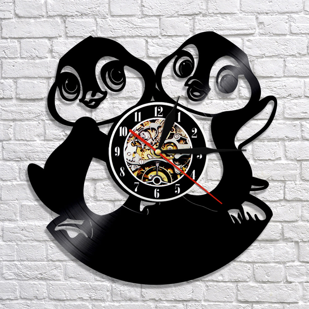 Funny Penguins Wall Clock