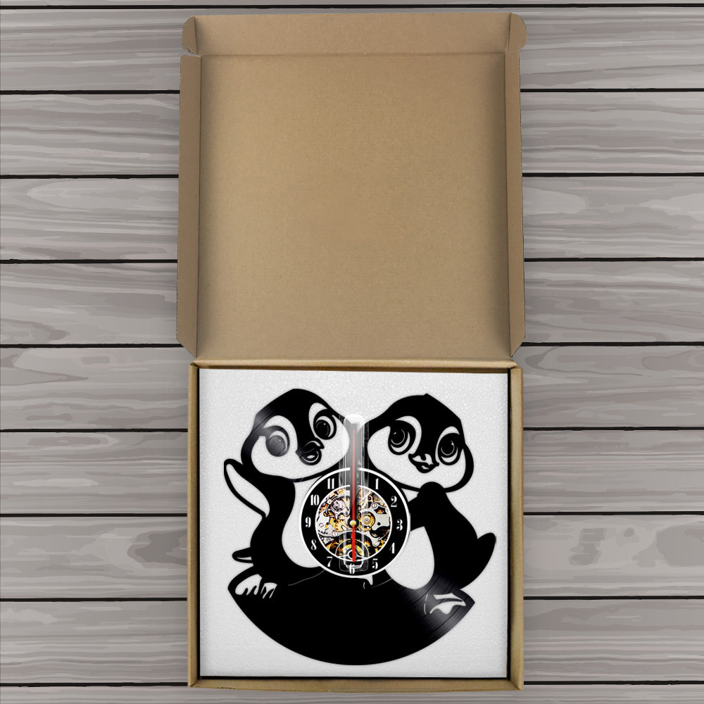 Funny Penguins Wall Clock