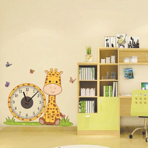 Cute Giraffe Wall Sticker Clock