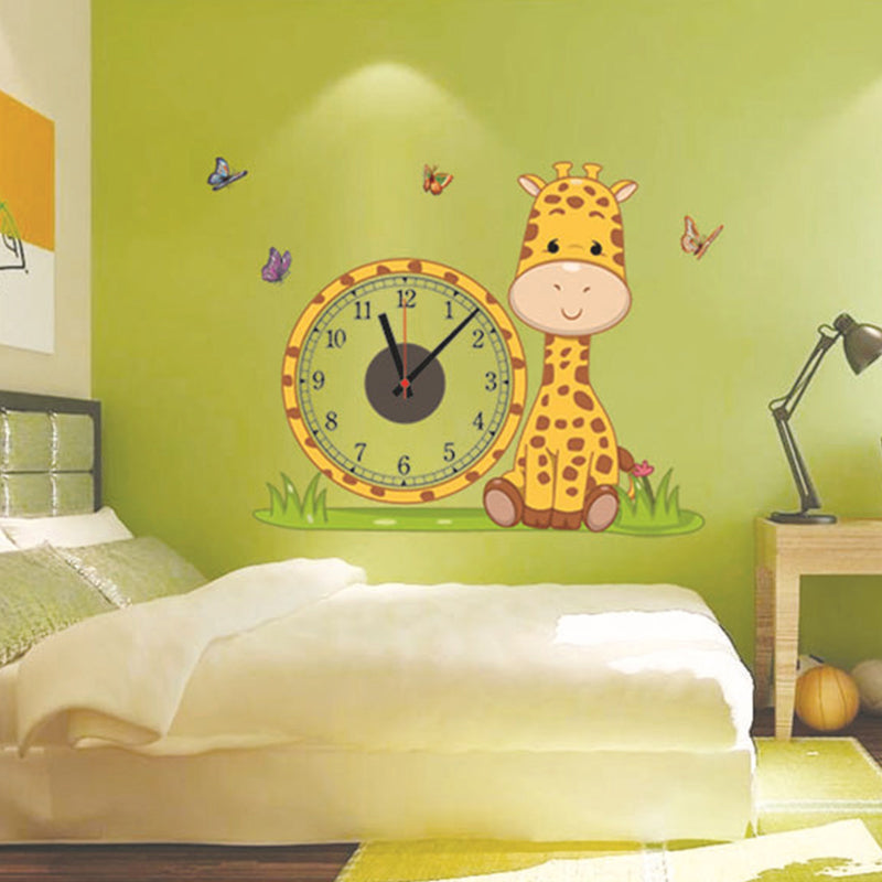 Cute Giraffe Wall Sticker Clock