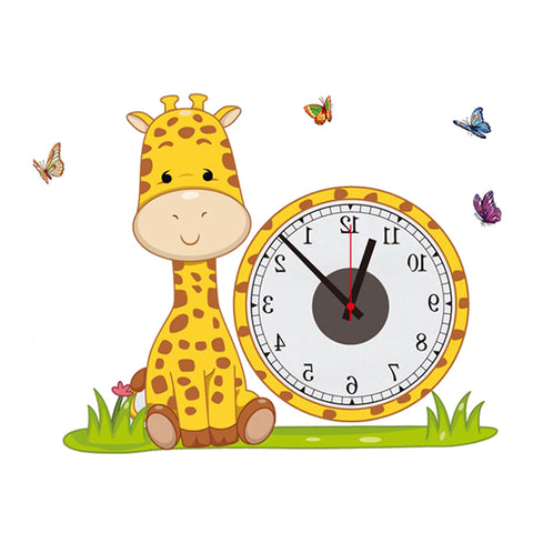 Cute Giraffe Wall Sticker Clock