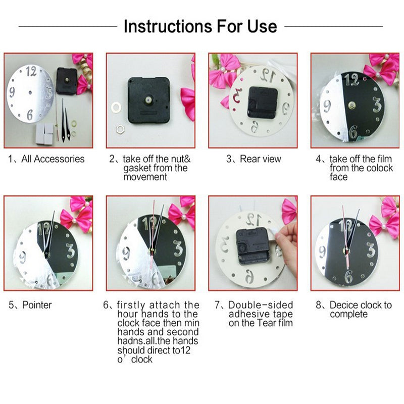 Acrylic Mirror Butterfly Wall Sticker Clocks