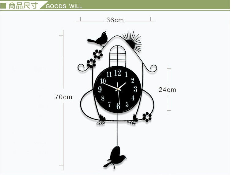 Creative Black Iron Swing Wall Clock