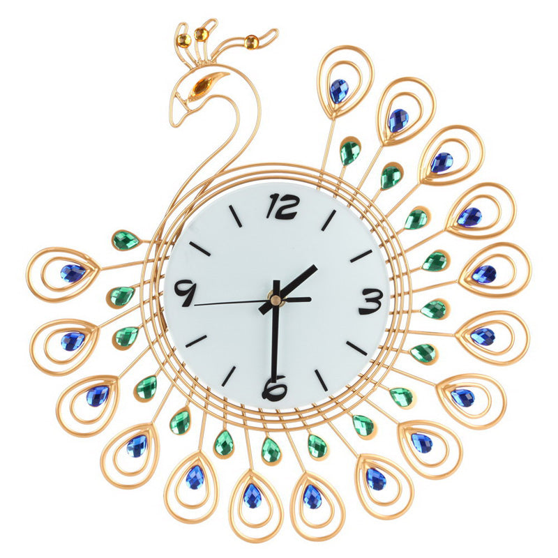 Antique Diamond Peacock Wall Clock