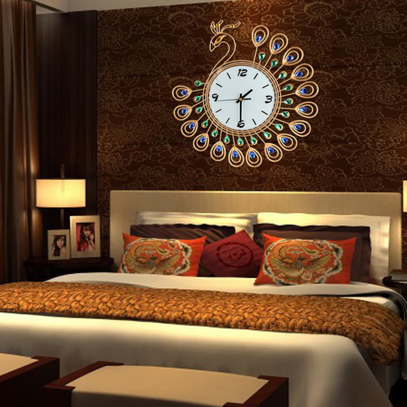 Antique Diamond Peacock Wall Clock