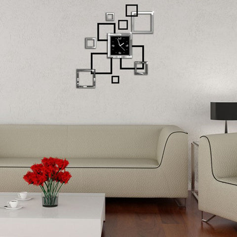 3D Mirror Wall Sticker Clock