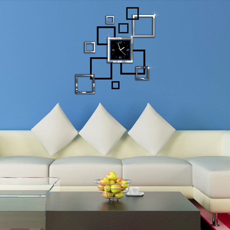3D Mirror Wall Sticker Clock