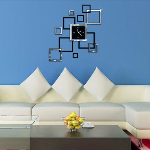 3D Mirror Wall Sticker Clock
