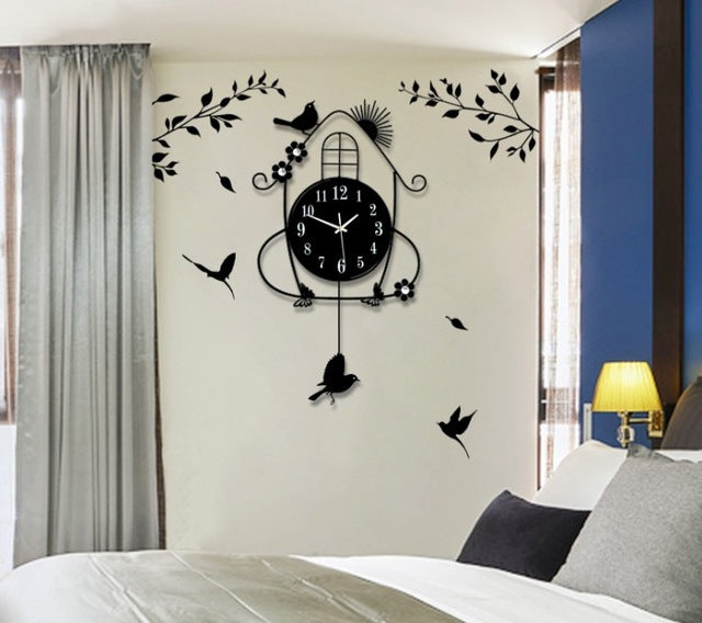 Creative Black Iron Swing Wall Clock